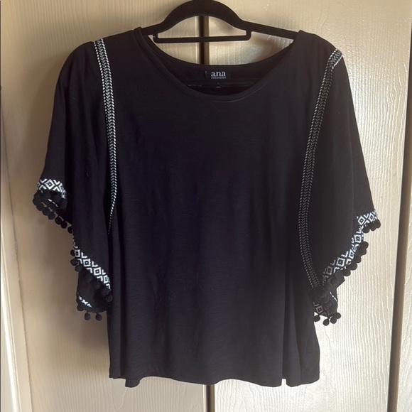 a.n.a Black Flutter Sleeve Boxy Blouse - Picture 1 of 5